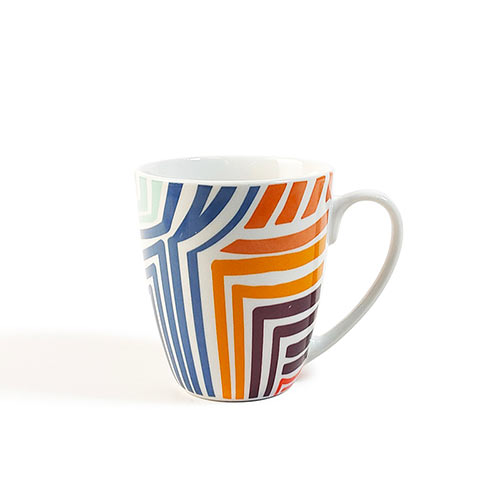 decal striped porcelain mug