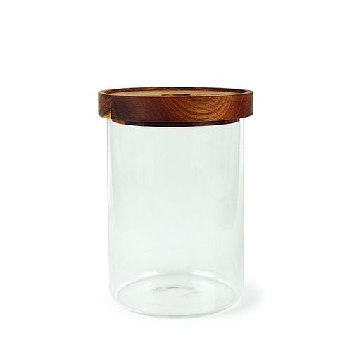 glass storage jar with acacia lid