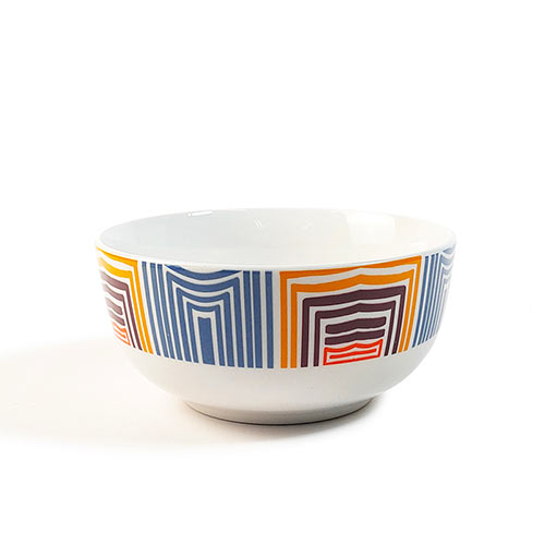 decal striped porcelain bowl