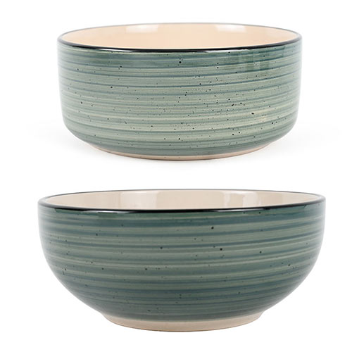 blue ceramic bowls with color rim