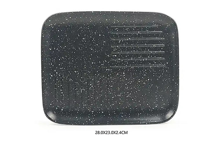 custom black ceramic platter with dotted design