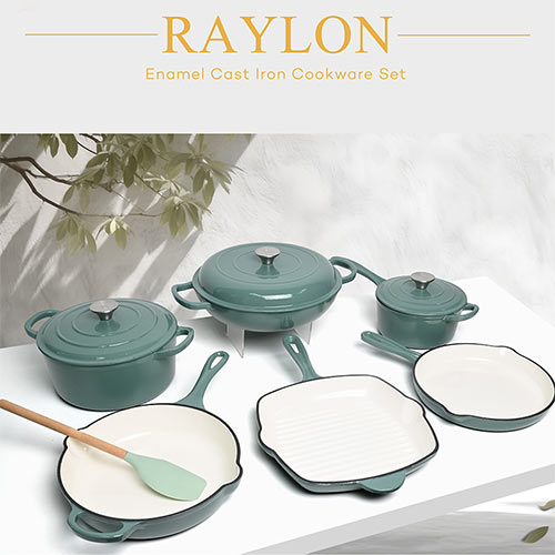 cast iron enamel cookware set
