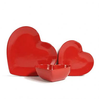 red color heart-shaped ceramic plates