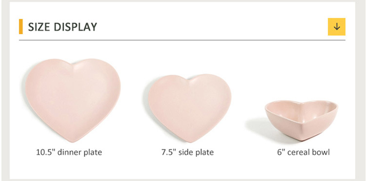 heart-shaped ceramic plates pink color