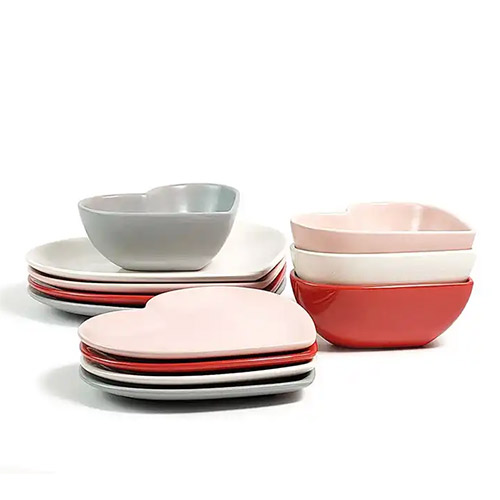 heart-shaped ceramic plates and bowls for sale