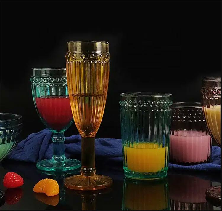 colorful embossed glassware drinking set
