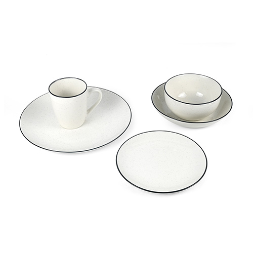 wholesale white dinner set with rim and speckle