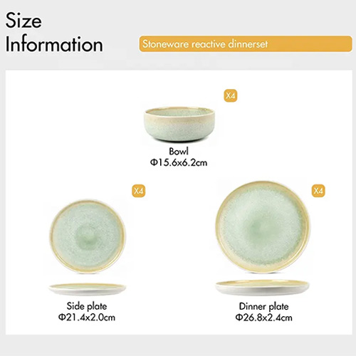 white green reactive dinner set 12pcs