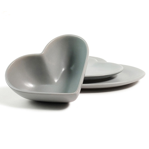 12pcs wholesale heart shaped grey dinner set