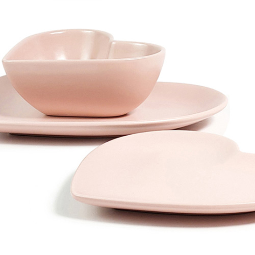 12pcs wholesale heart shaped pink dinner set