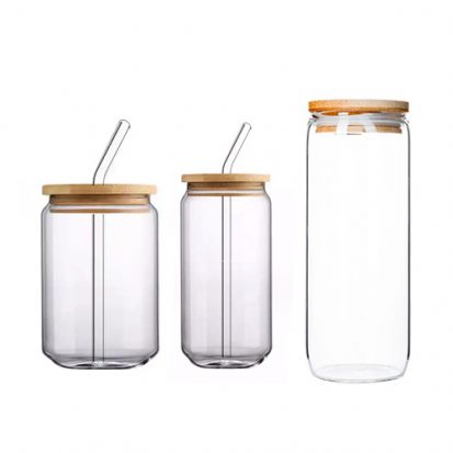 Custom glass tumbler with lid