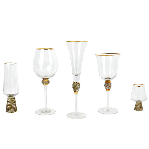 OEM diamond gold rim wine glass set