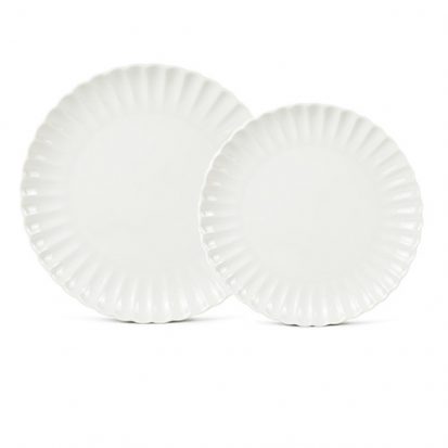 white porcelain dinner plate with petal shape