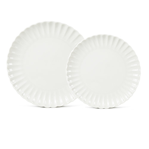 white porcelain dinner plate with petal shape