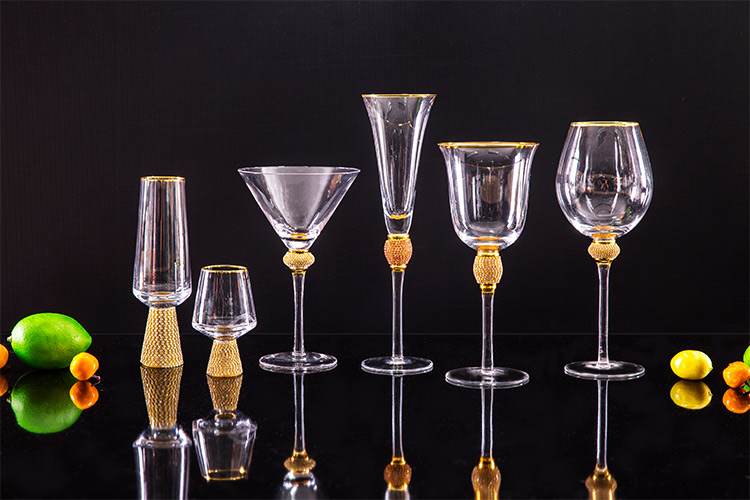 diamond gold rim wine glass set wholesale