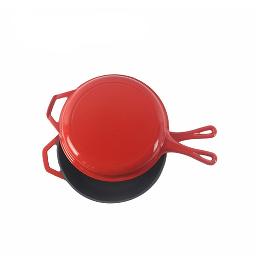 red enameled frying pan set