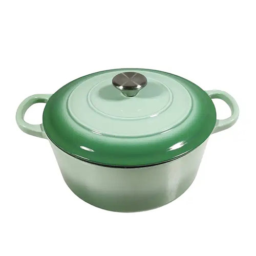 green cast iron covered casseroles