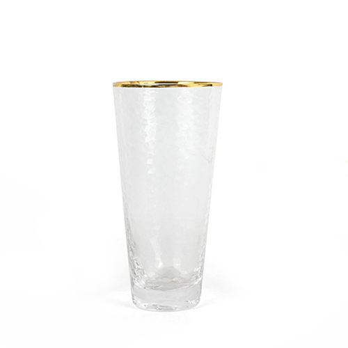 gold rimmed hammer glass tumbler