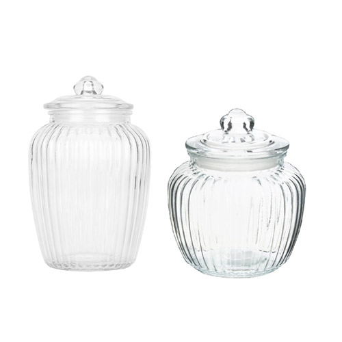 ribbed glass canister jar with lid manufacturer