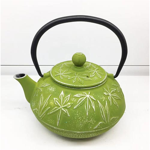 green cast iron enamel tea kettle