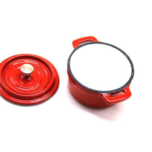 10cm mini red enameled cooking pot