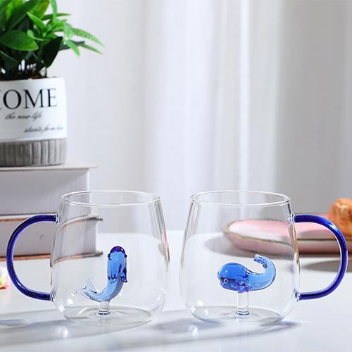 3D animal design glass cup with handle supplier