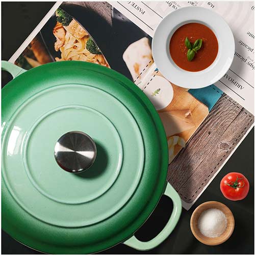 green cast iron covered casserole oem