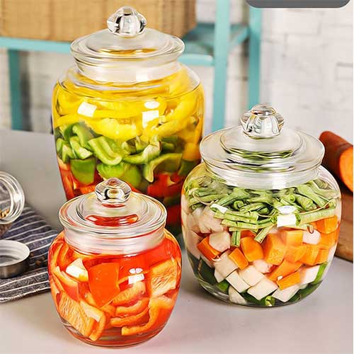 OEM glass candy storage jar with lid