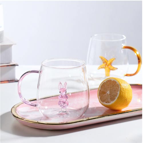 3D design glass cup with handle supplier