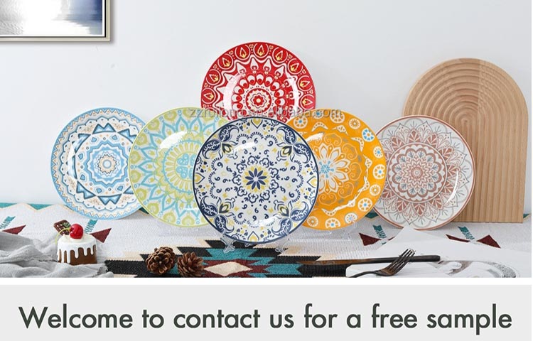 round pad printding floral salad plates