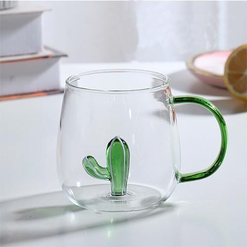 3D design glass cup with handle wholesale