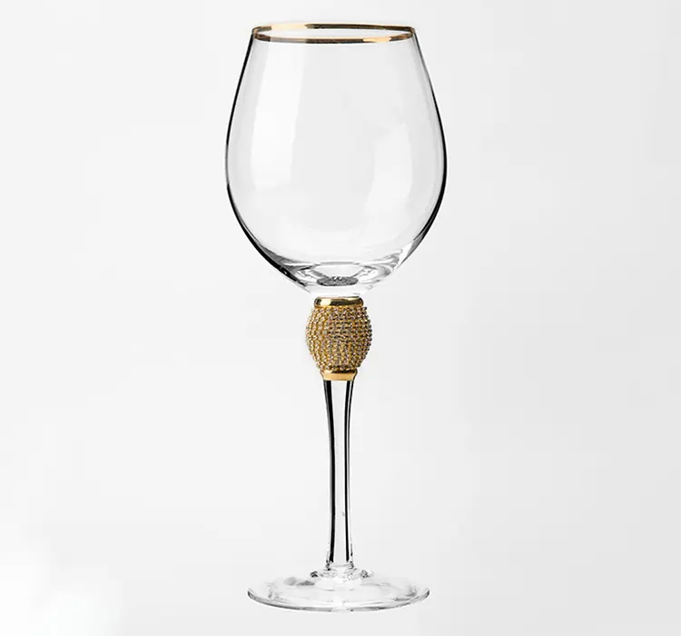 diamond gold rim wine glass
