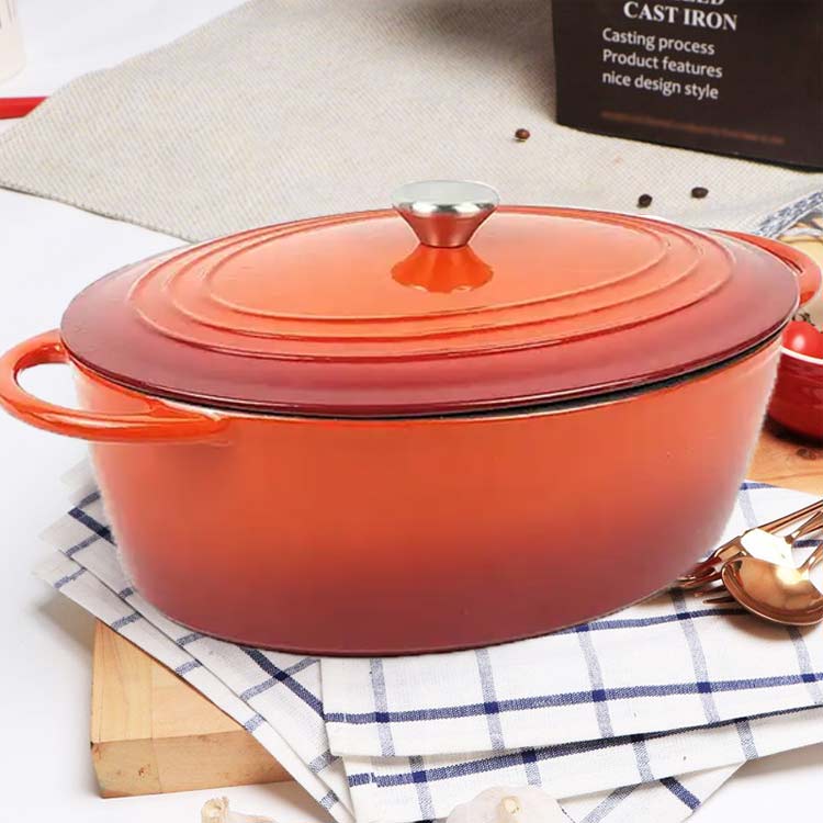 cast iron enamel casserole oval shape