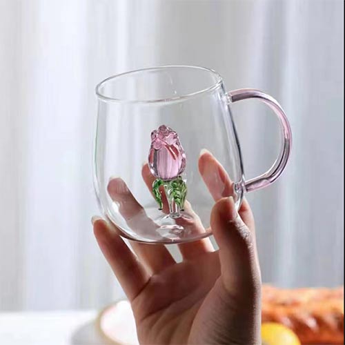 custom 3D design glass cup with handle wholesale factory