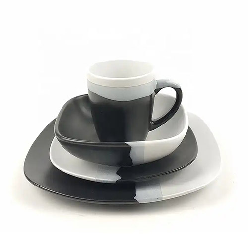 16pcs black and white dinnerware set