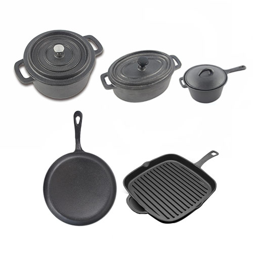black cast iron cookware pot set