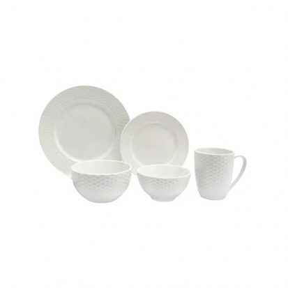 20pcs white embossed porcelain dinner set