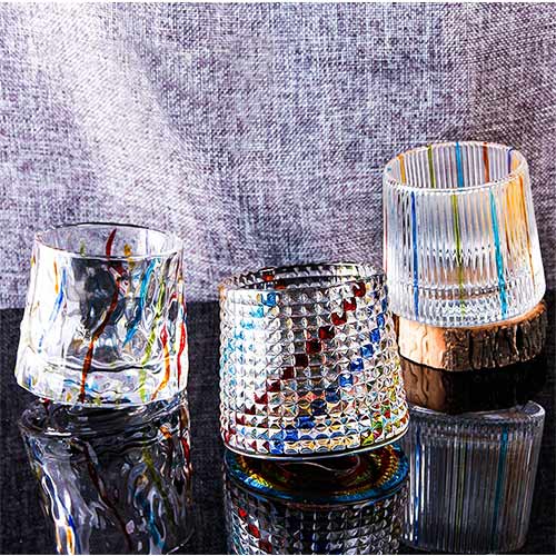 italian rotating crystal glasses tumbler