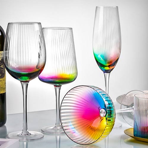 colorful embossed wine glass set wholesale