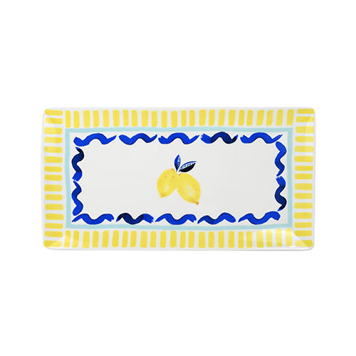 rectangular porcelain platter with lemon decal