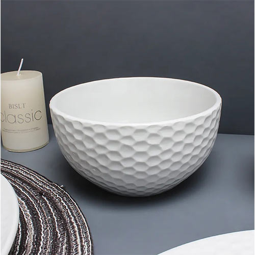 white embossed ceramic bowls supplier