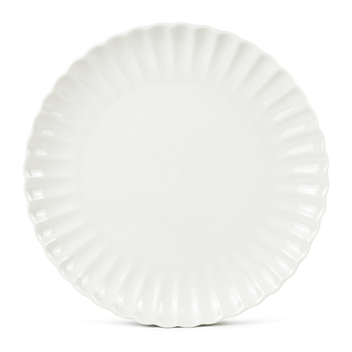 16pcs white ceramic dinner plate with flower petal