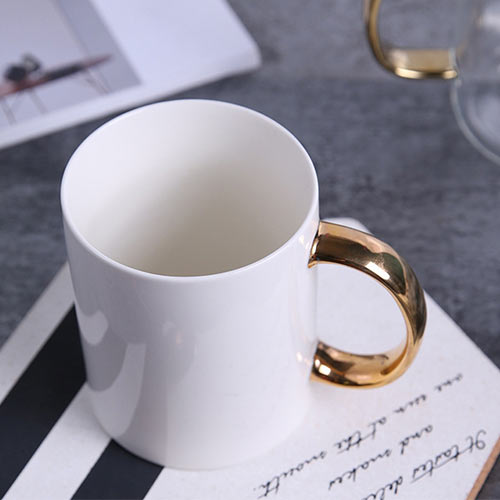 plain white mugs with gold handles wholesale manufacturer