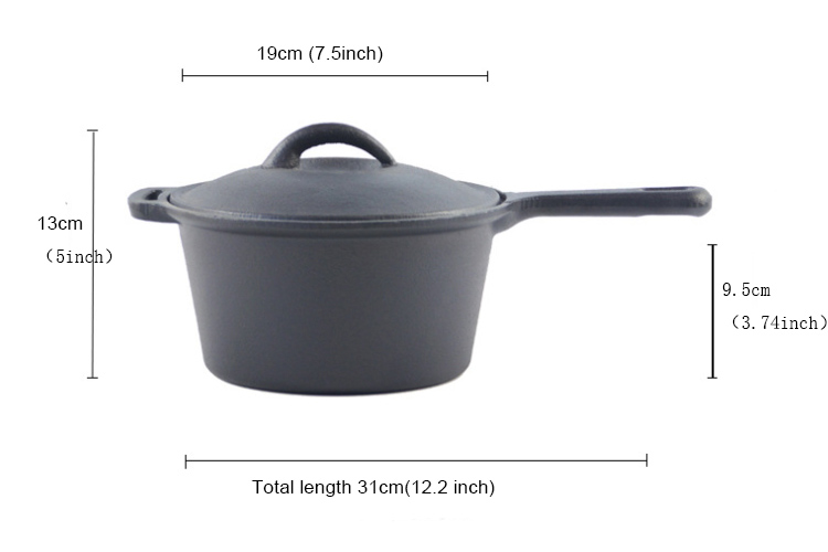 12inch black cast iron saucepan