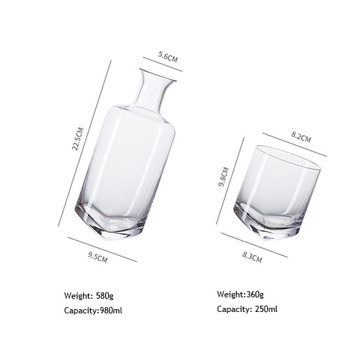 crystal slanted bottomed whiskey glass set wholesale
