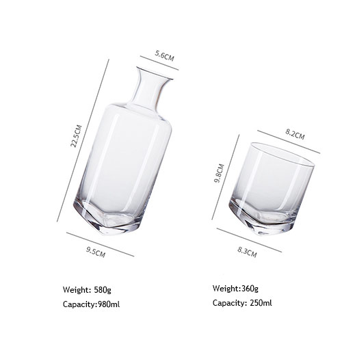 crystal slanted bottomed whiskey glass set wholesale
