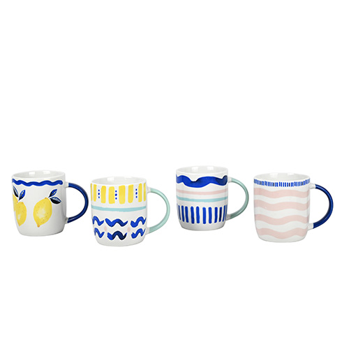 set of 4 ceramic Riviera mugs bulk sale
