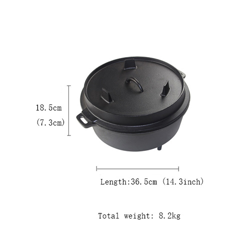 medium size cast iron cauldron for camping