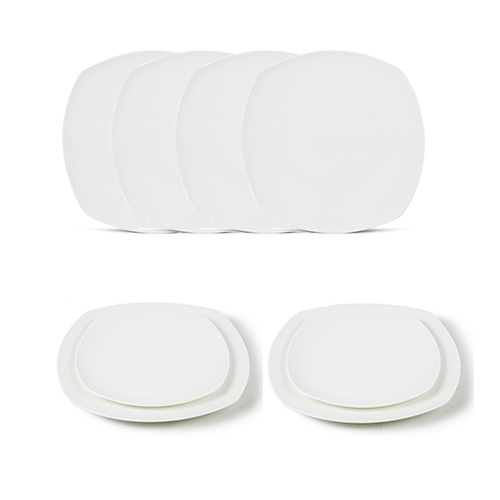 ceramic rounded square white serving plates wholesale