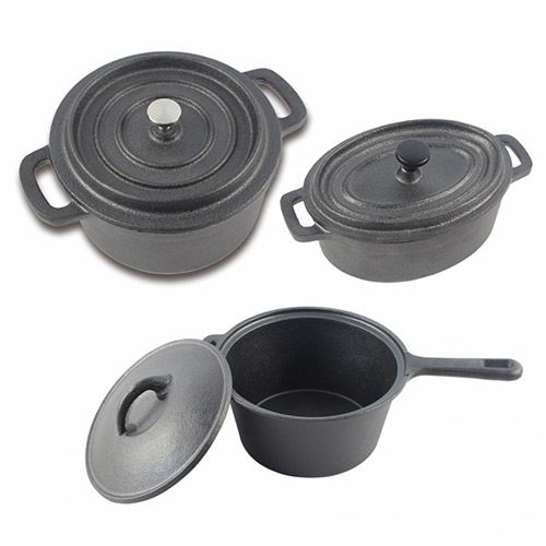 balck cast iron pre-seasoned cookware set